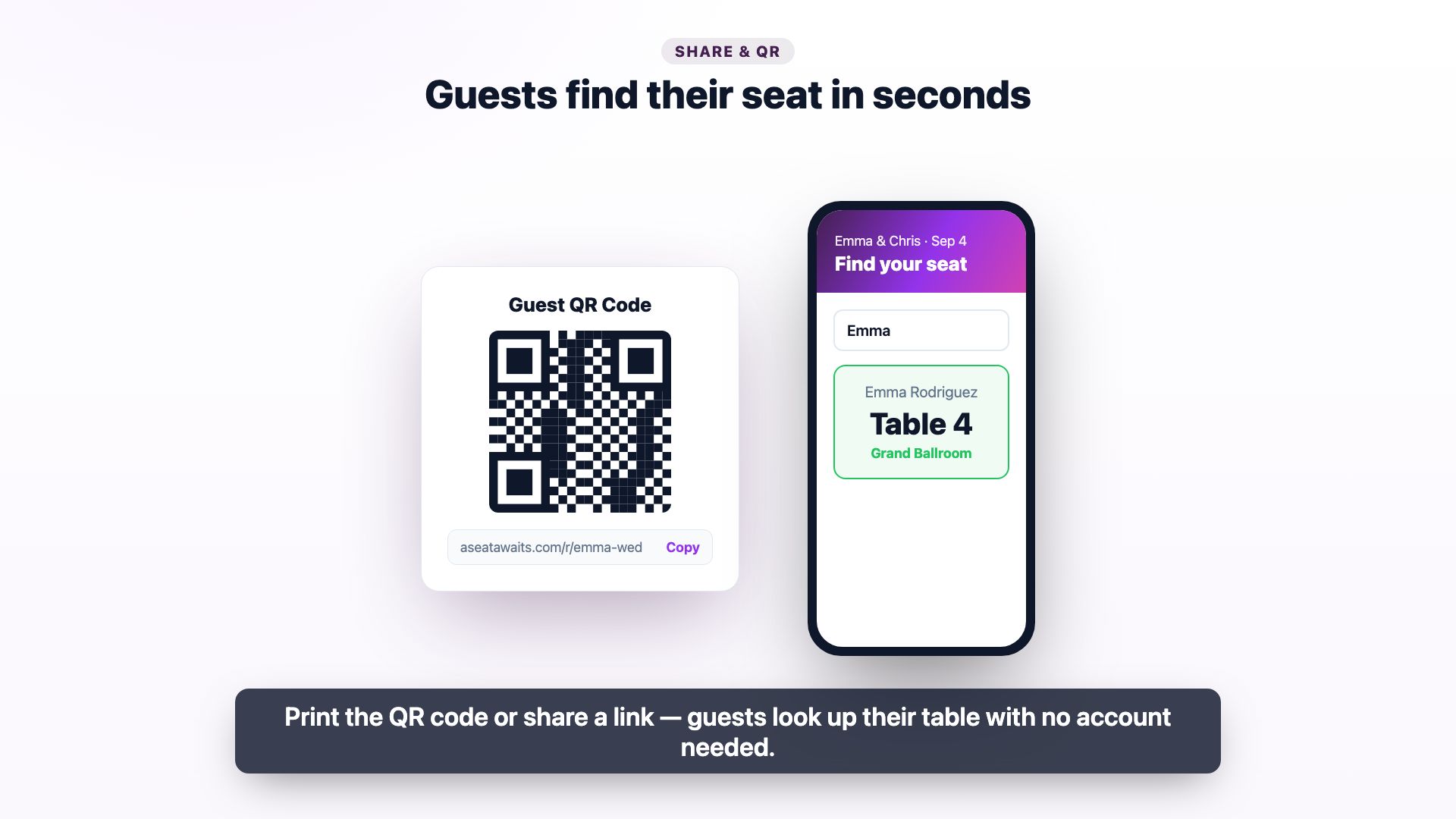 Generating a guest QR code and looking up a table on a phone